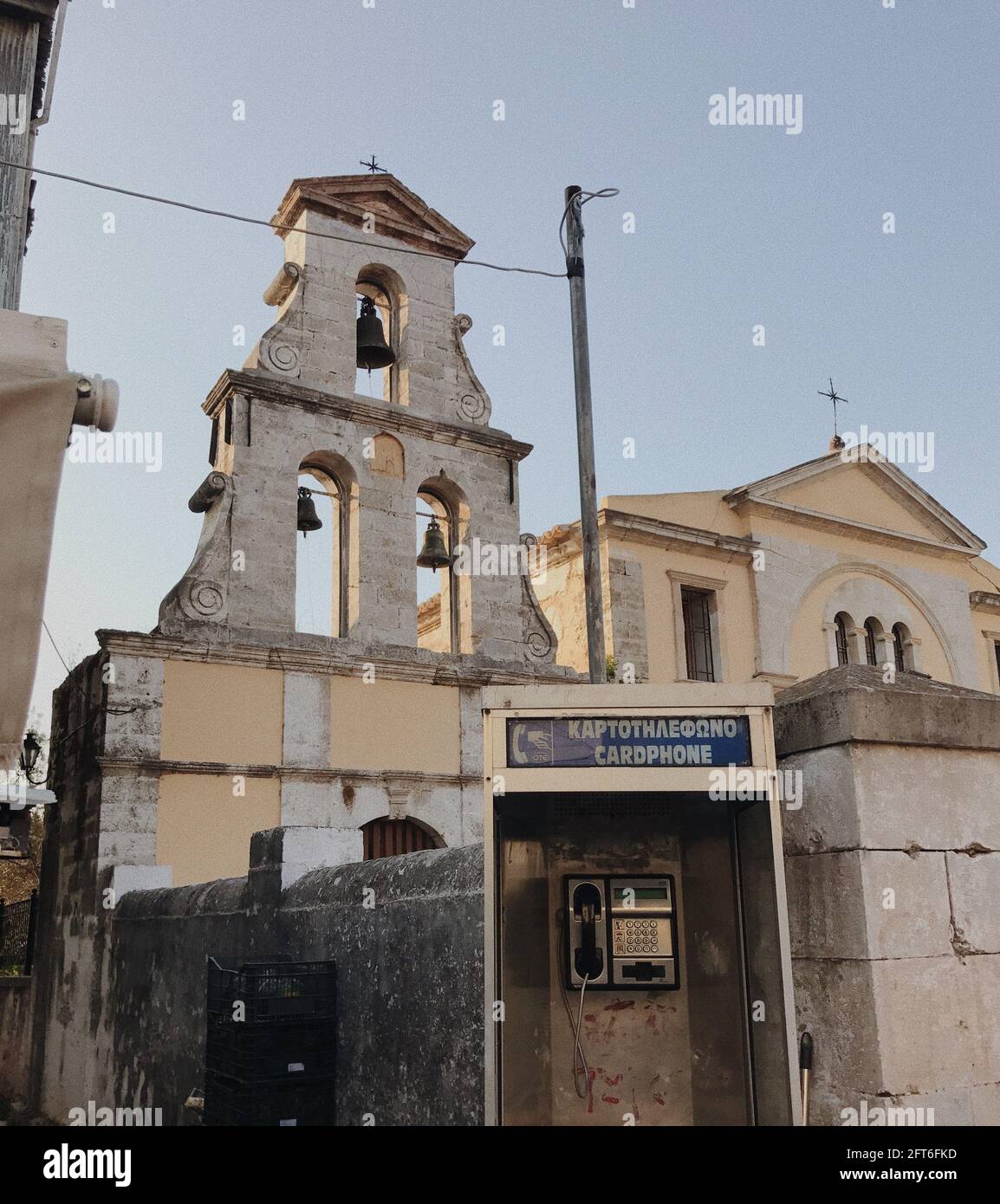 Beautiful church under a clear sky in the village of Paleochora in Crete, Greece Stock Photo