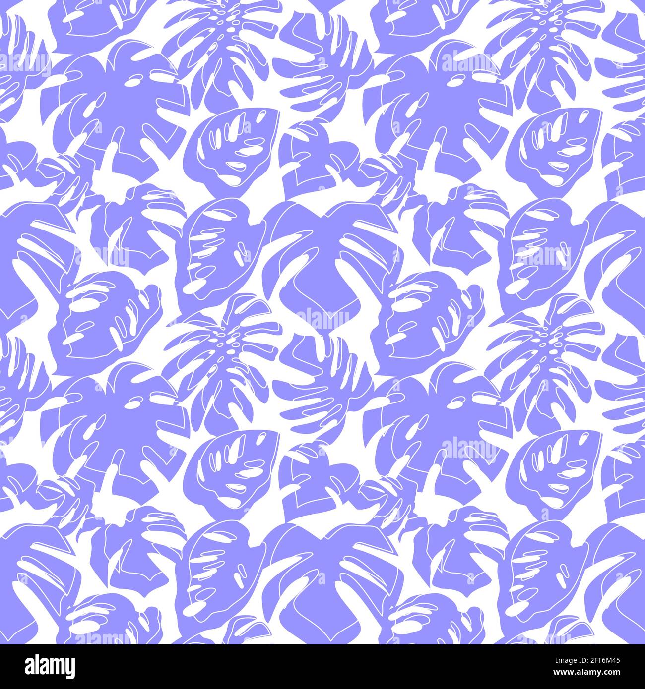 Seamless pattern with blue tropical leaves on white background Stock ...