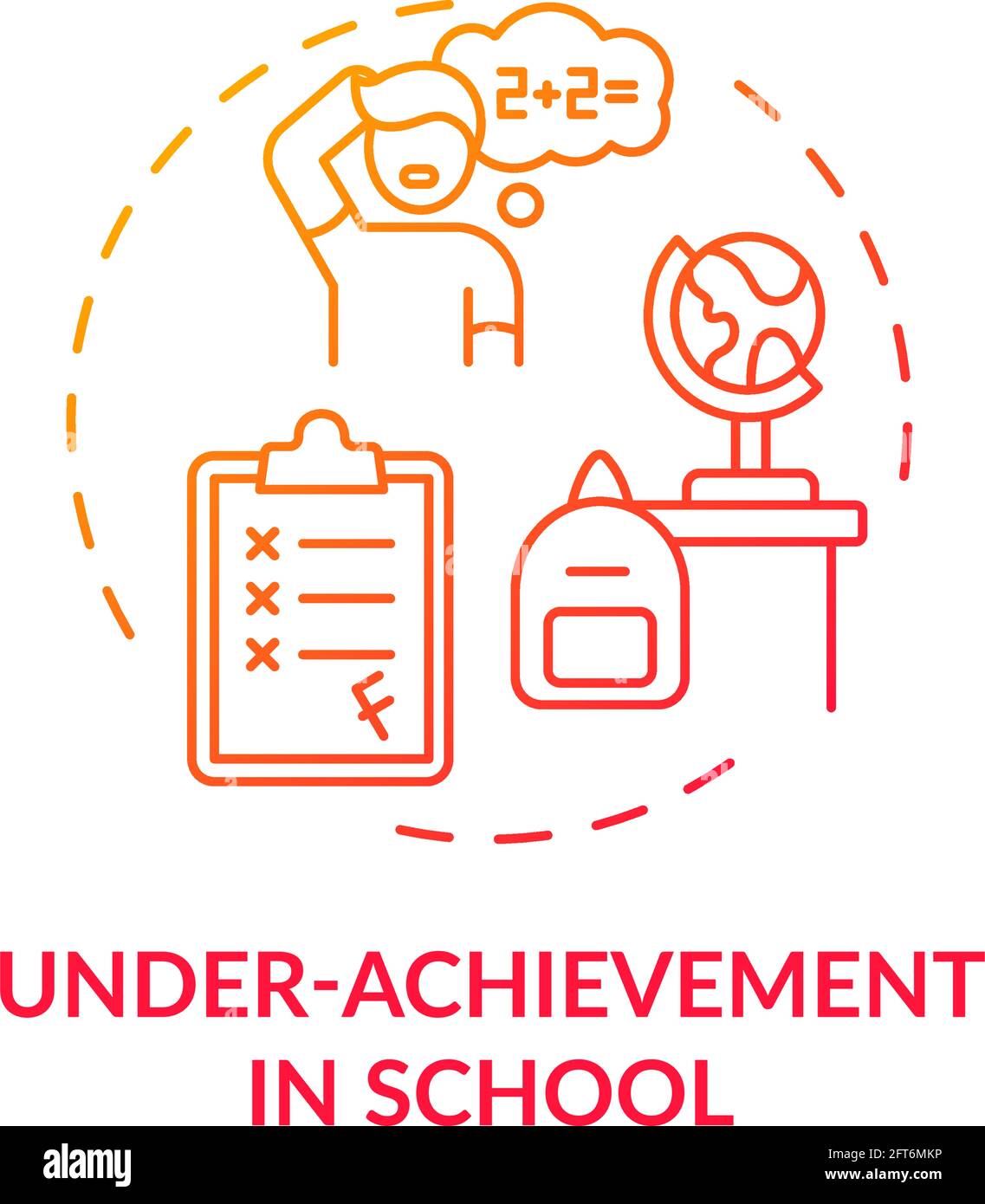 Under achievement at school red gradient concept icon Stock Vector