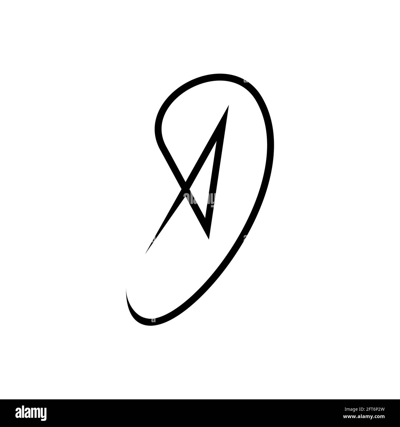 Vector minimalistic ear logo in outline style Stock Vector