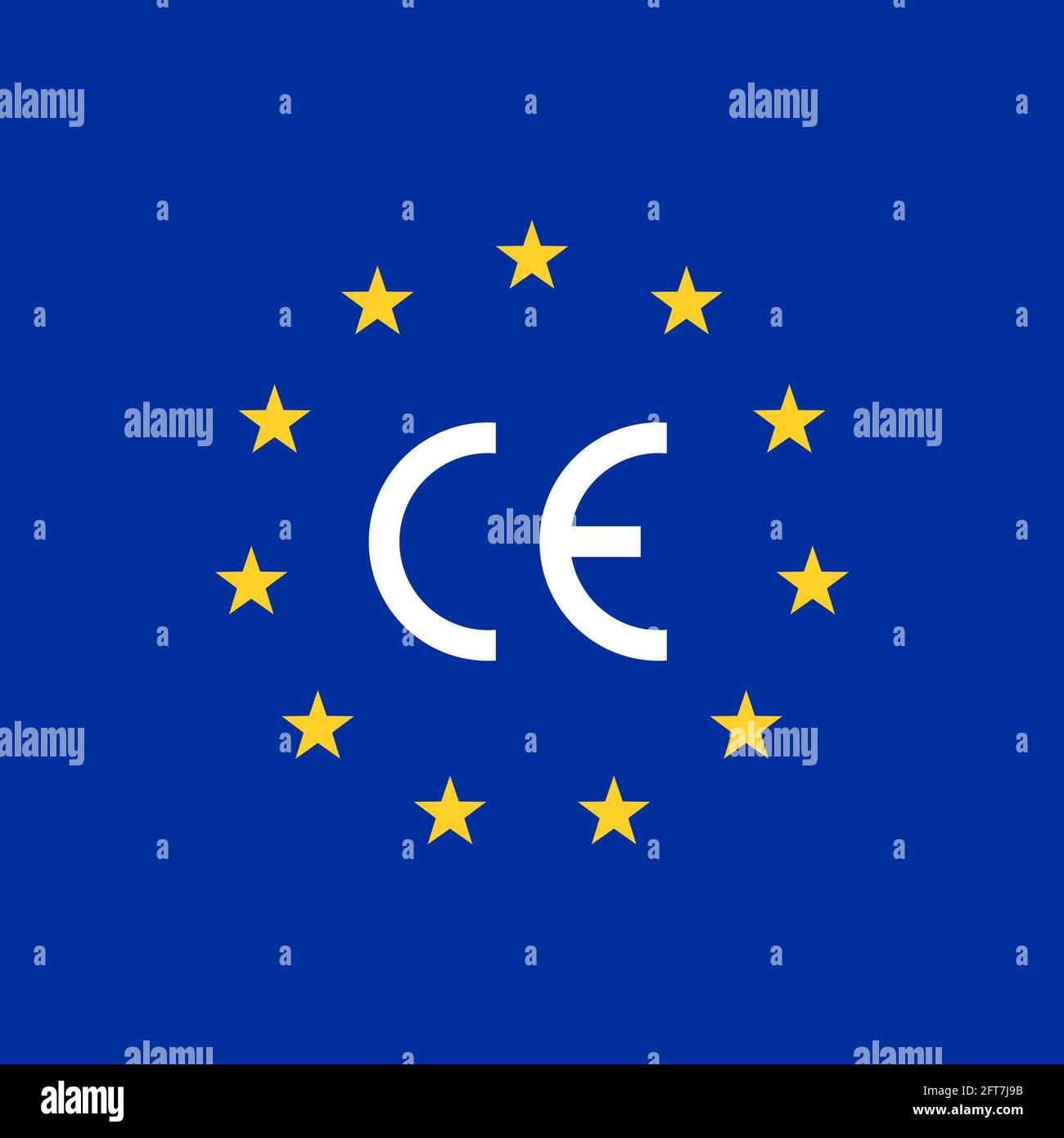CE mark europe flag logo. Euro vector certificate symbol Stock Vector
