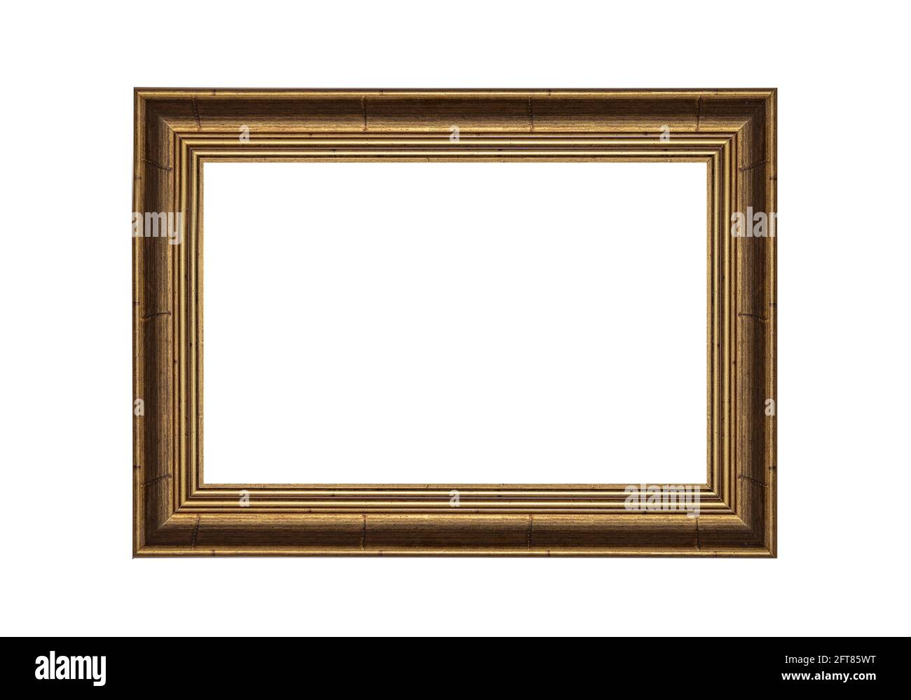 Wooden picture frame isolated on white. Stock Photo