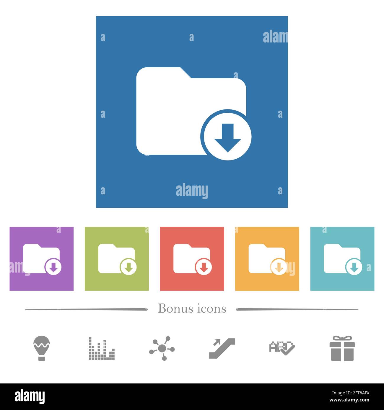 Move down directory flat white icons in square backgrounds. 6 bonus ...