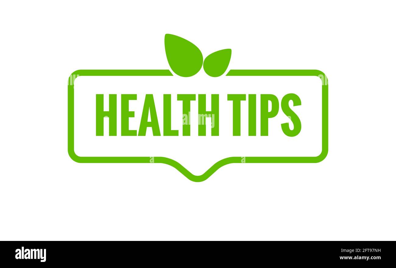 Health Tips Vector Organic Badge Illustration. Healthy Tips Bio Fresh ...