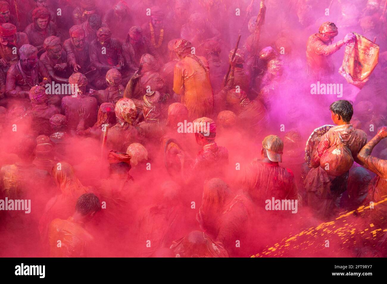 Lathmar Holi 2017 Barsana Nandgaon Vrindavan Festivals across India Festival of Colours across India Stock Photo