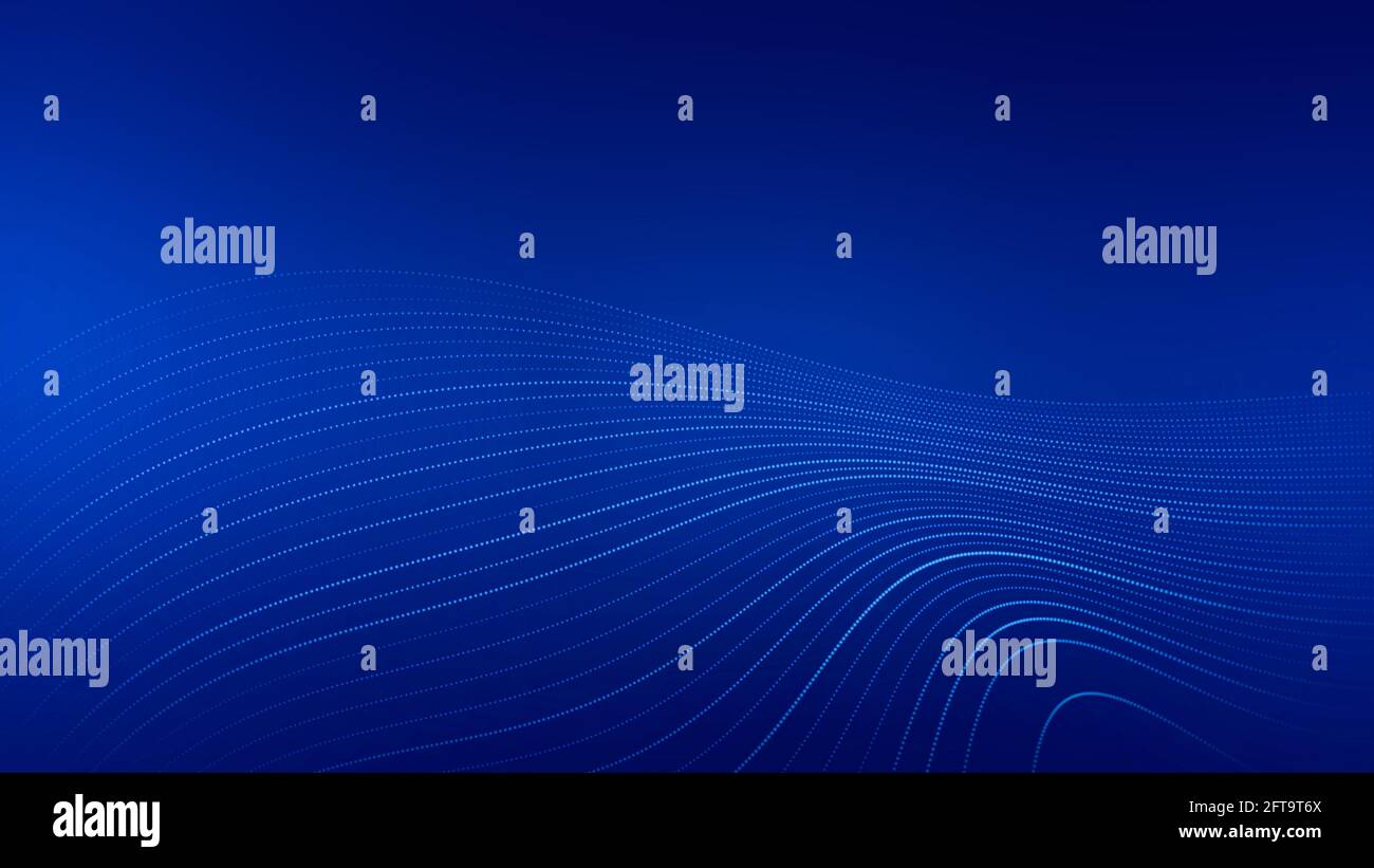 Blue abstract background of wave connect for dots. tech data concept. Stock Photo