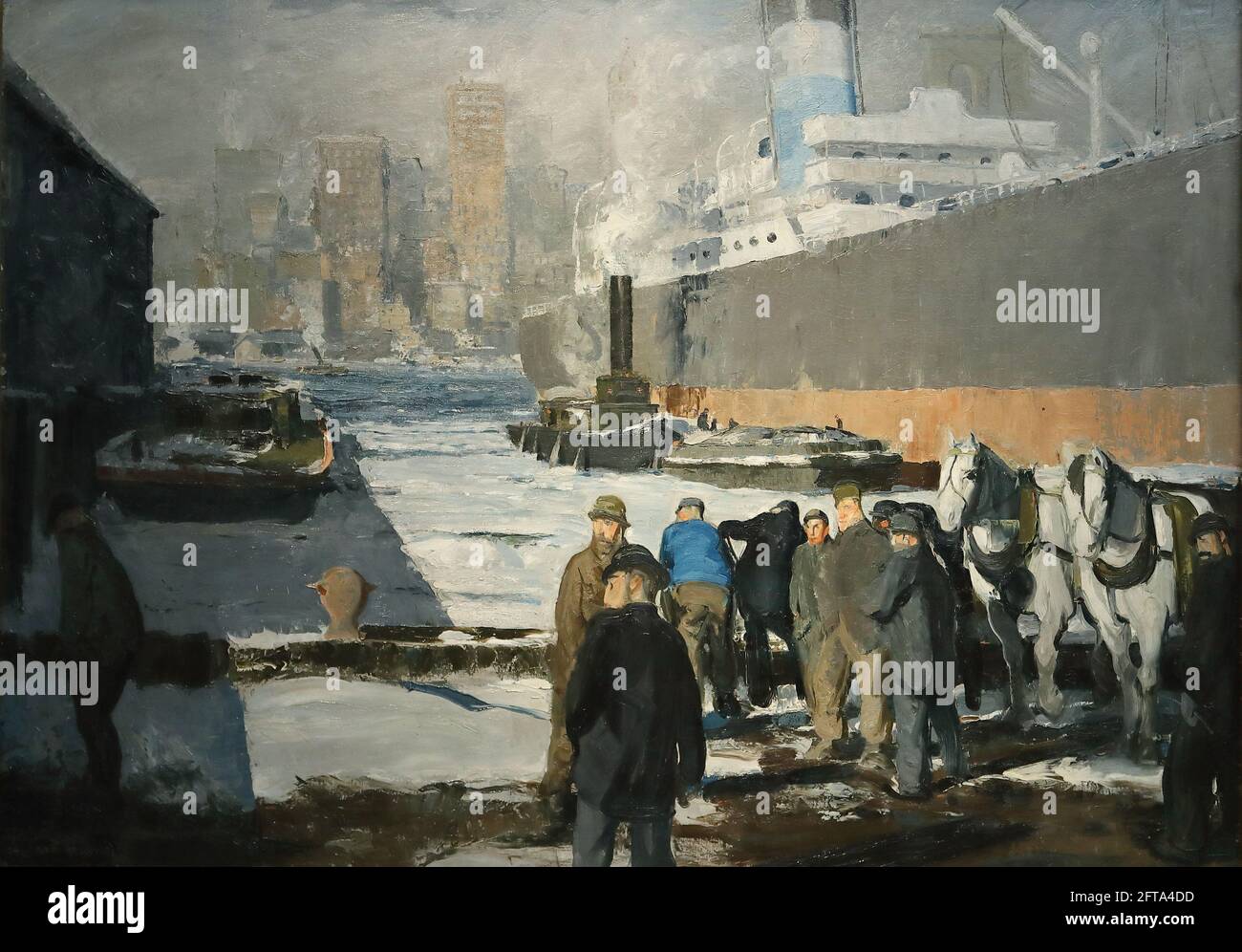 Men of the Docks by American realist painter George Bellows at the National Gallery, London, UK Stock Photo