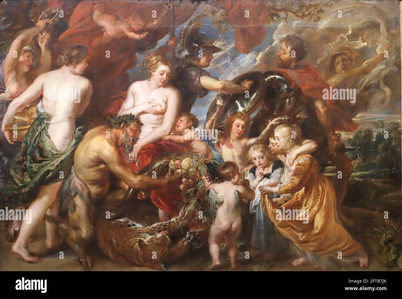 Minerva protects Pax from Mars (Peace and War) by Flemish Baroque painter Peter Paul Rubens at the National Gallery, London, UK Stock Photo