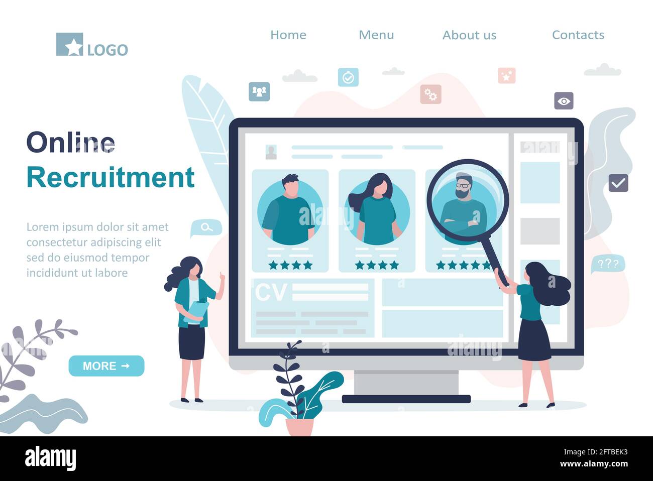 Female manager choosing best candidate for job. Profiles of 