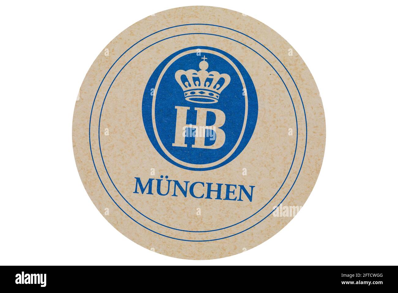 Hof Brau German brewery, Munchen, Beermat, cut out on white. Stock Photo