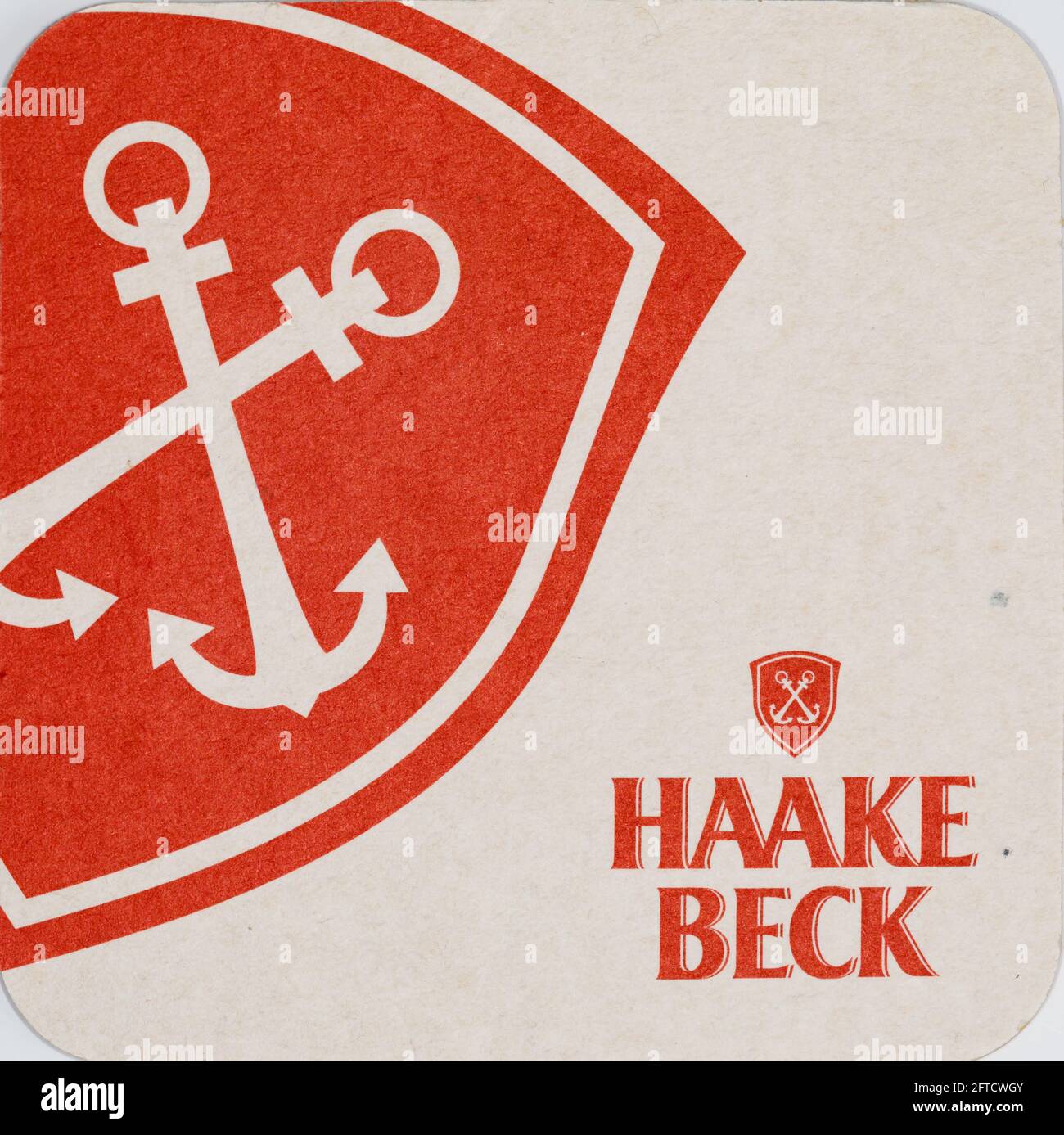 Haake Beck German brewery,  Beermat, cut out on white. Stock Photo