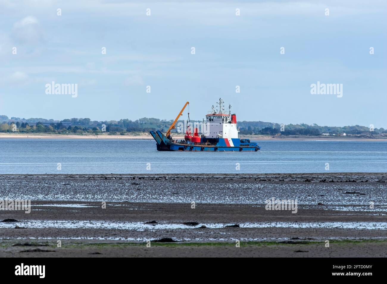 Working ship in the Tay estuary, Scotland Stock Photo