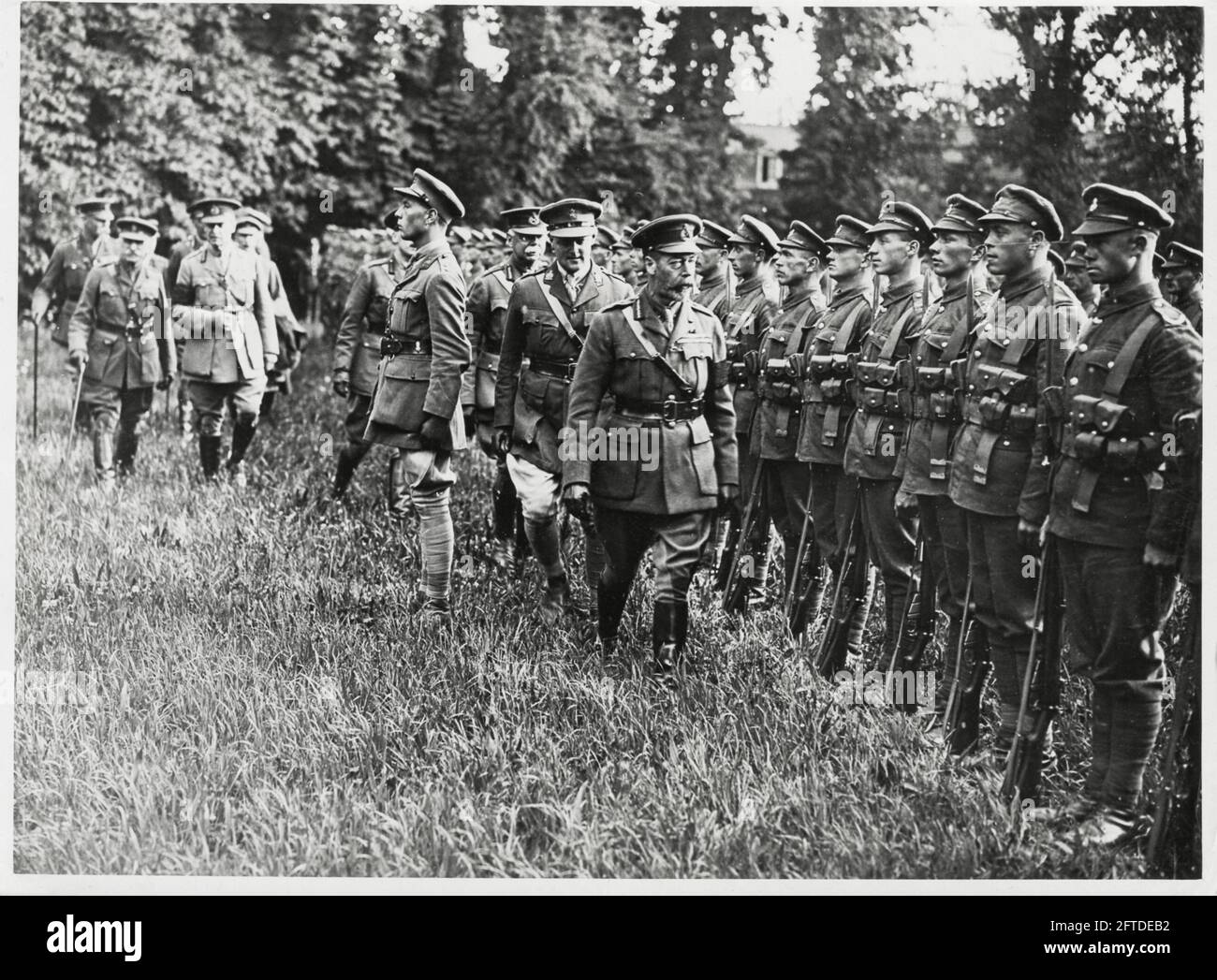 World War One, WWI, Western Front - His Majesty King George V inspecting A Guard of Honour Stock Photo