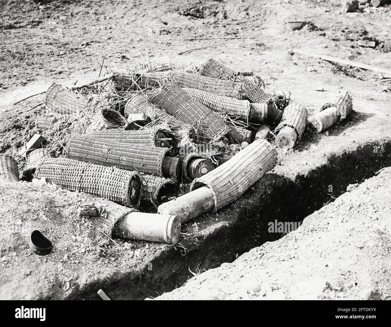 World War One, WWI, Western Front - Ammunition left behind when German troops had to leave Morval in France Stock Photo