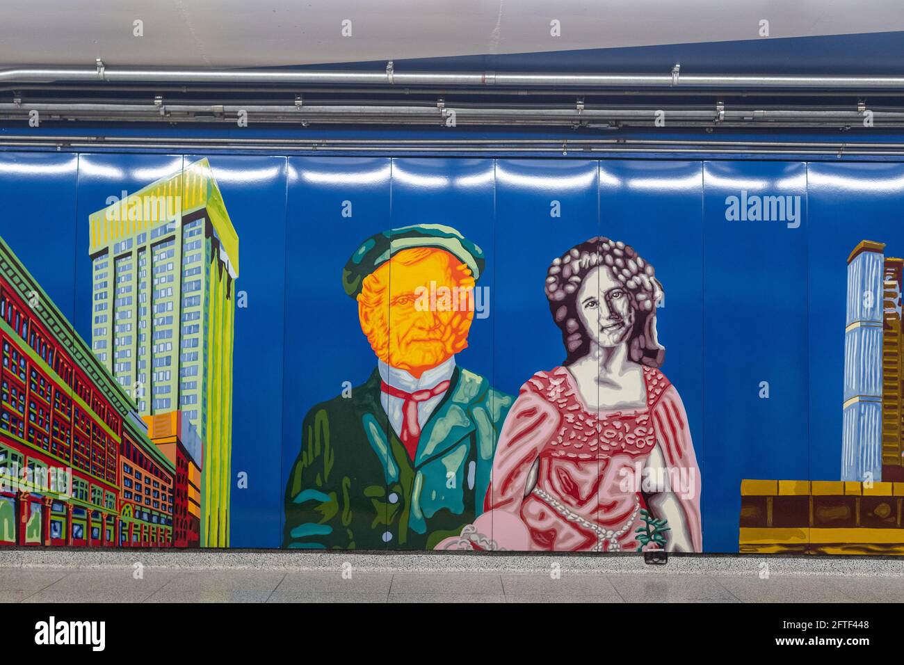 TTC Public Art Program. History related mural in Queen Subway Station