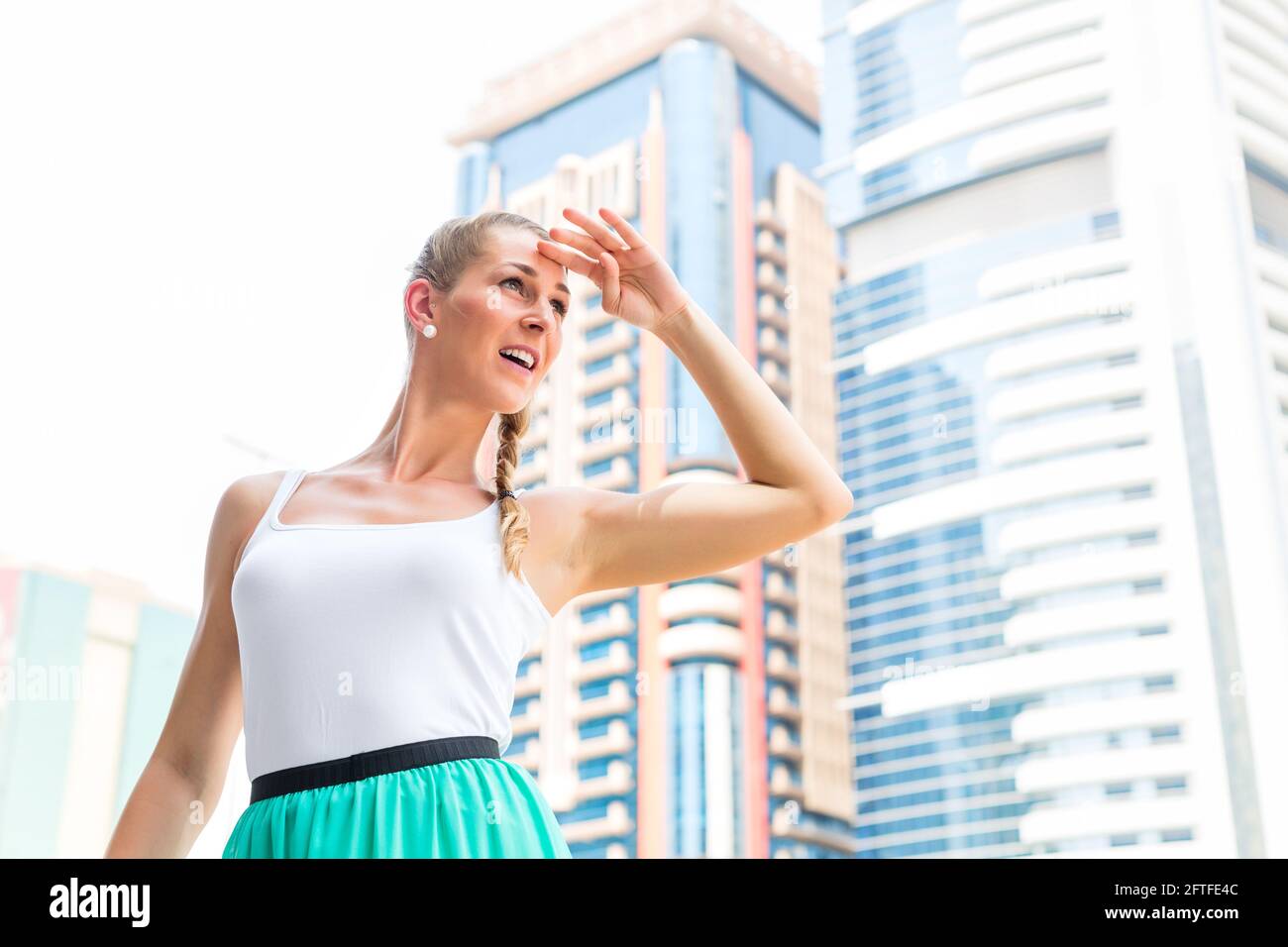 Woman view downtown dubai hi-res stock photography and images - Alamy