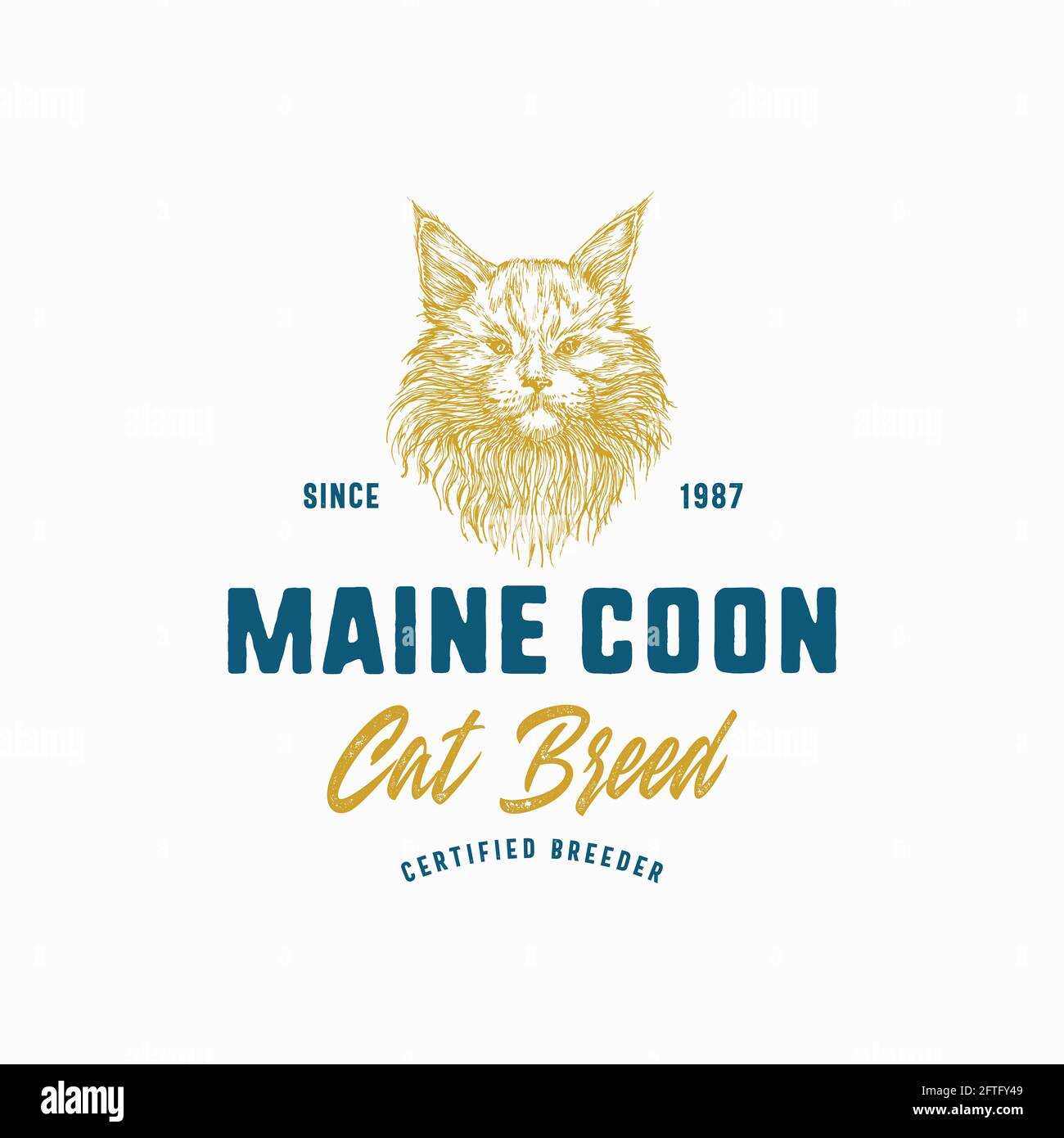 Cat Breeder Badge or Logo Template. Hand Drawn Maine Coon Breed Face Sketch  with Retro Typography. Vintage Premium Emblem. Isolated Stock Vector Image  \u0026 Art - Alamy, image size:1300x1390