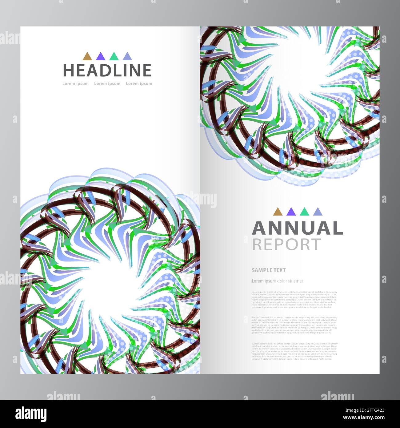 Annual colorful business report template design layout Stock Vector