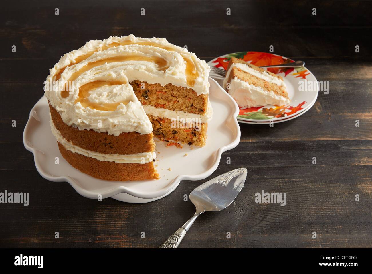 Carrot Cake with Maple Syrup Frosting Stock Photo Alamy