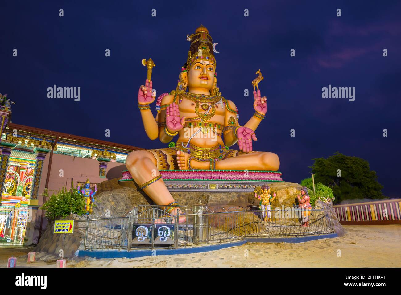 TRINKOMALI, SRI LANKA - FEBRUARY 11, 2020: Giant statue of Shiva close-up. Hindu temple complex Koneswaram Temple Stock Photo