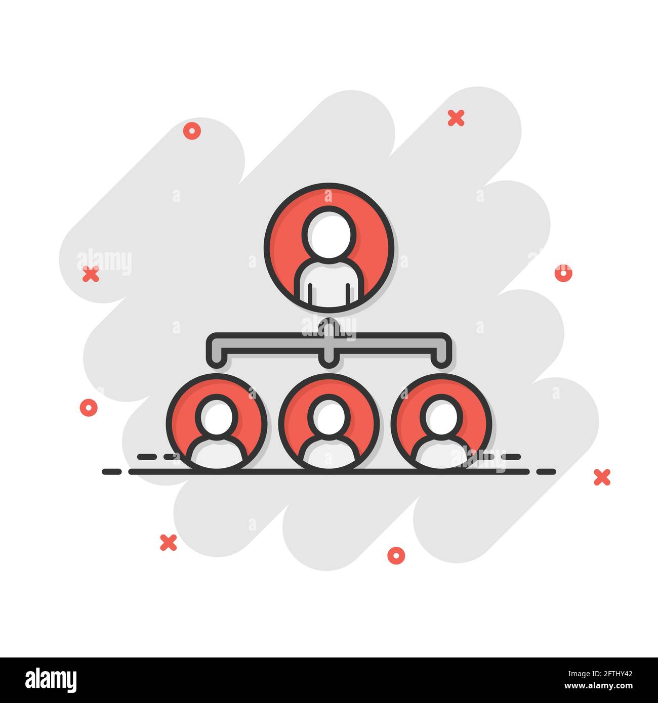 Corporate organization chart people vector icon in comic style. People ...
