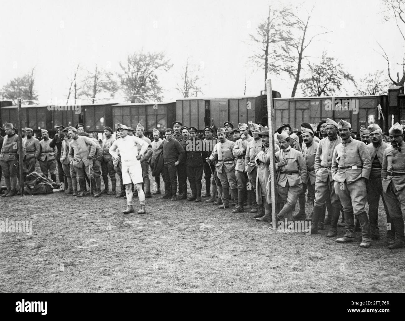 World War One, WWI, Western Front - A football match between British and French, France Stock Photo
