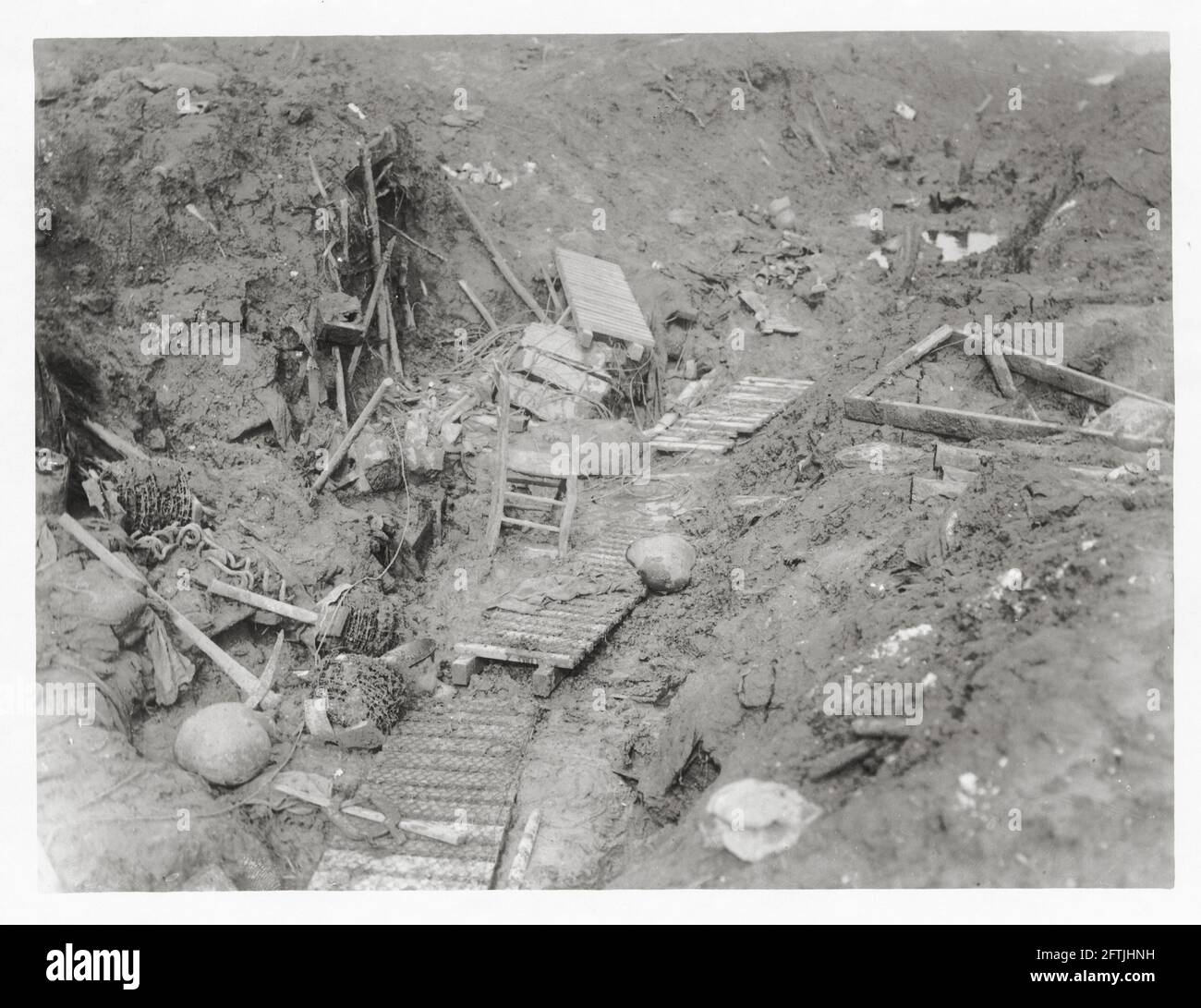 World War One, WWI, Western Front - A destroyed German dug-out Stock Photo