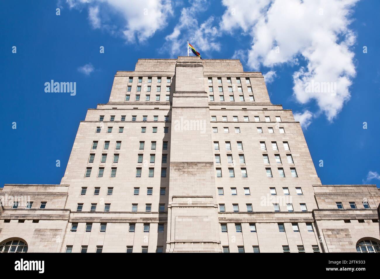 Senate House, an Art Deco building housing the administrative centre of the University of London at a Grade II listed heritage site Stock Photo