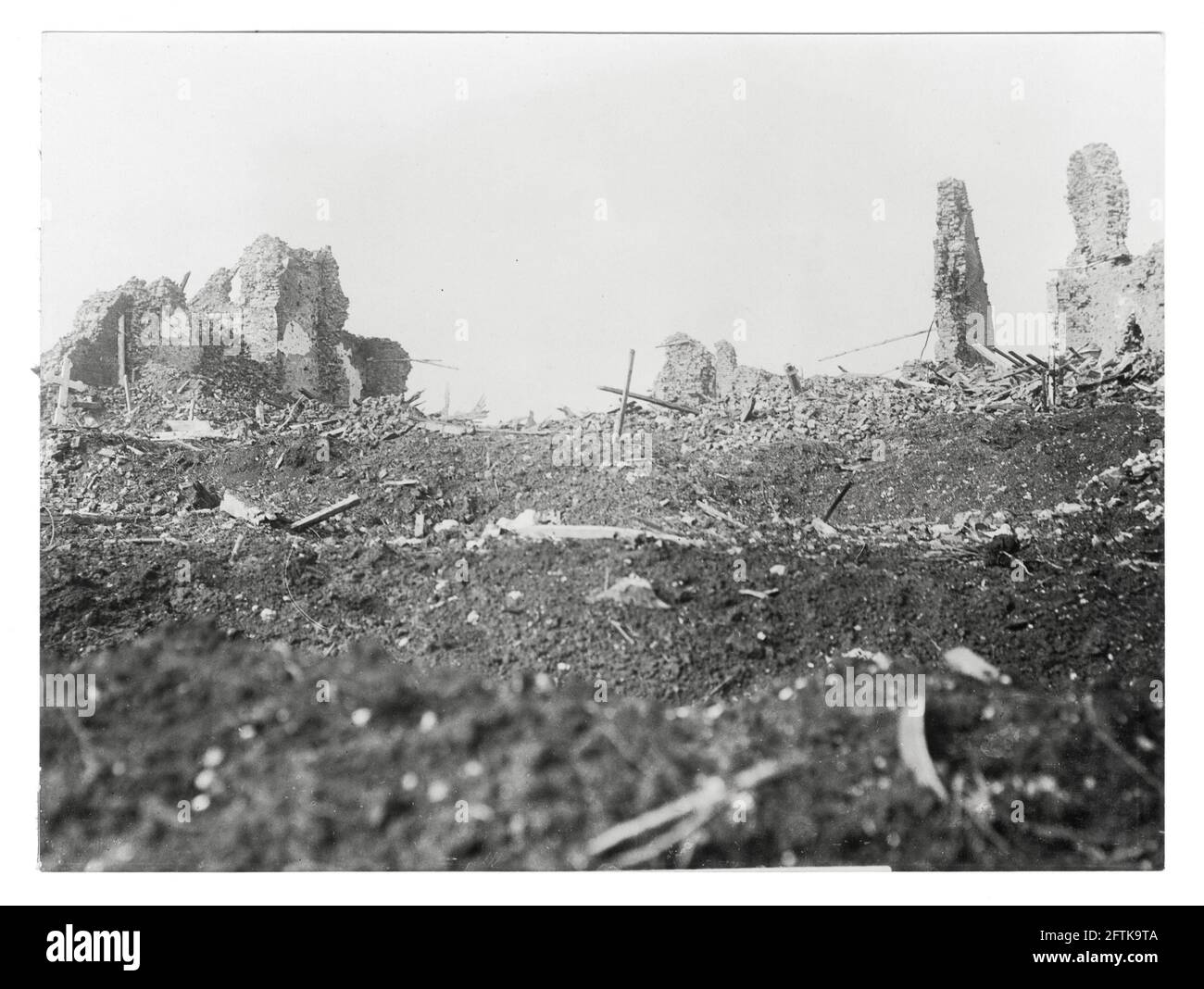 World War One, WWI, Western Front - Scene of ruins in Thilloy, Baupaume, Pas-de-Calais Department, Hauts-de-France, France Stock Photo