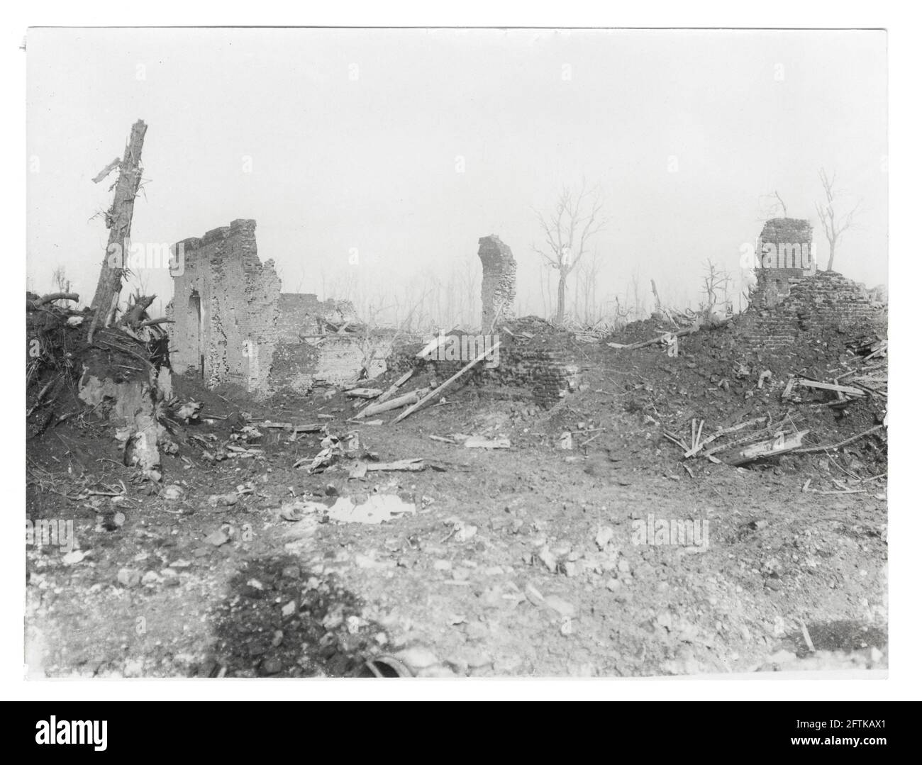 World War One, WWI, Western Front - Scene of ruins in Le Barque, near Baupaume, Pas-de-Calais Department, Hauts-de-France, France Stock Photo