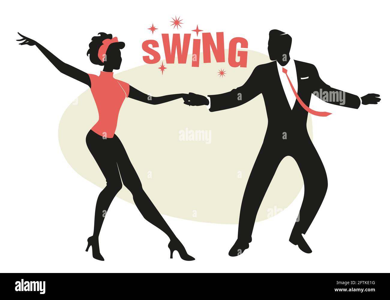 Funny couple wearing retro clothes dancing jazz, swing or rock and roll