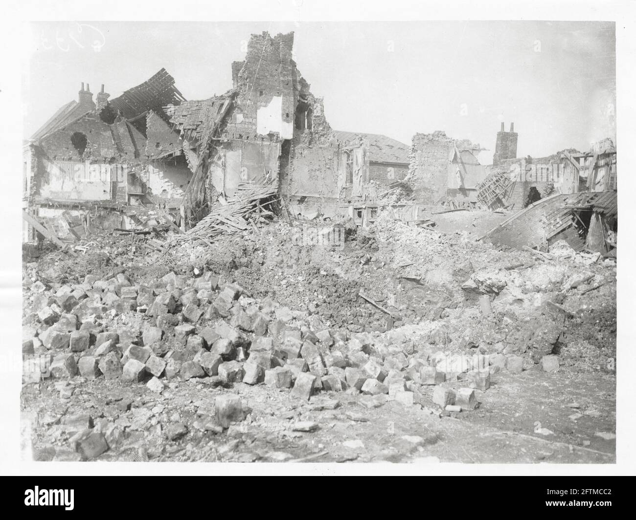 World War One, WWI, Western Front - View of ruined houses in Baupaume, Pas-de-Calais Department, Hauts-de-France, France Stock Photo