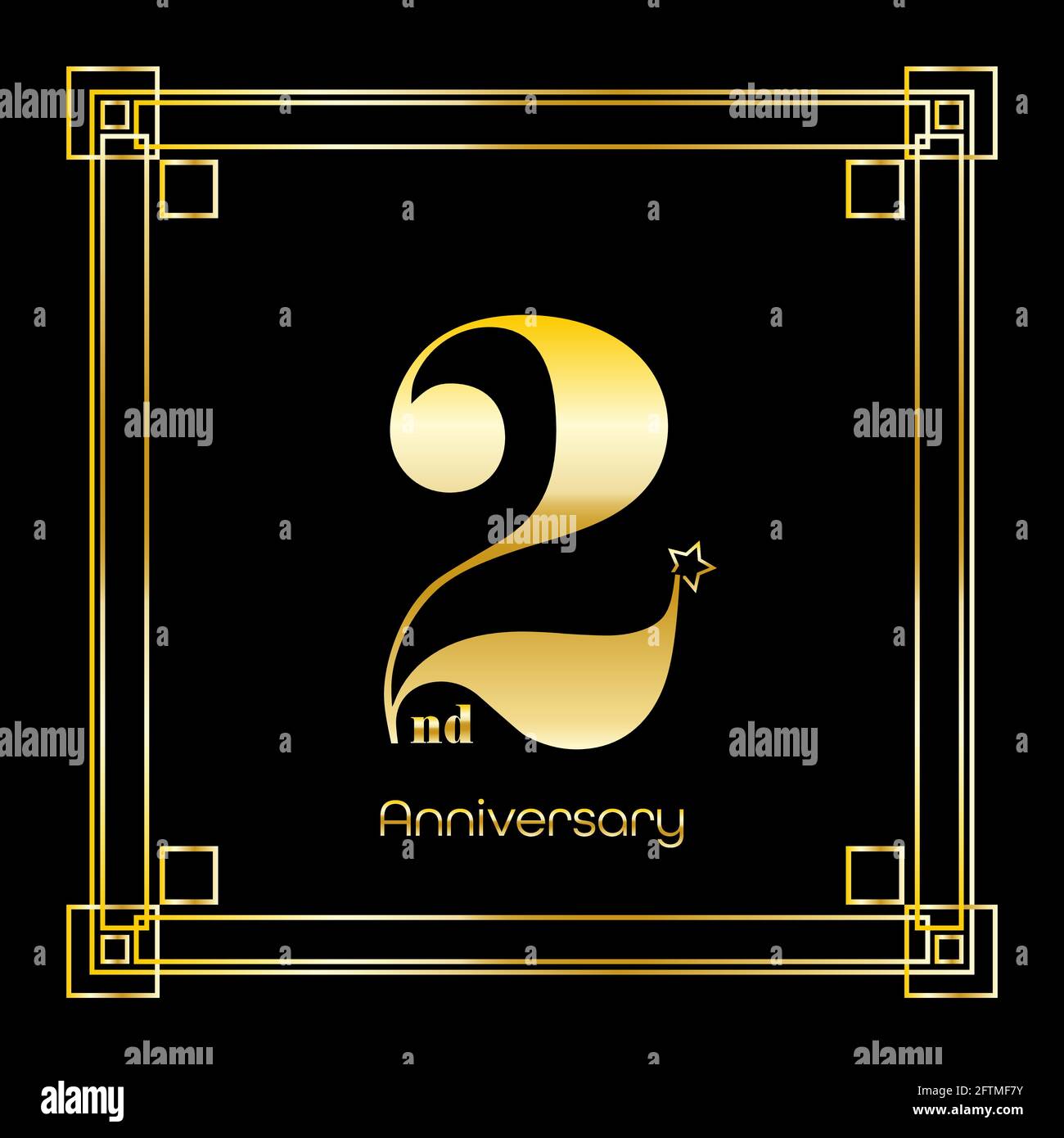 Number Two Logo Design With Square Ornament Luxury Golden Design number-two-logo-design-with-square-ornament-luxury-golden-design