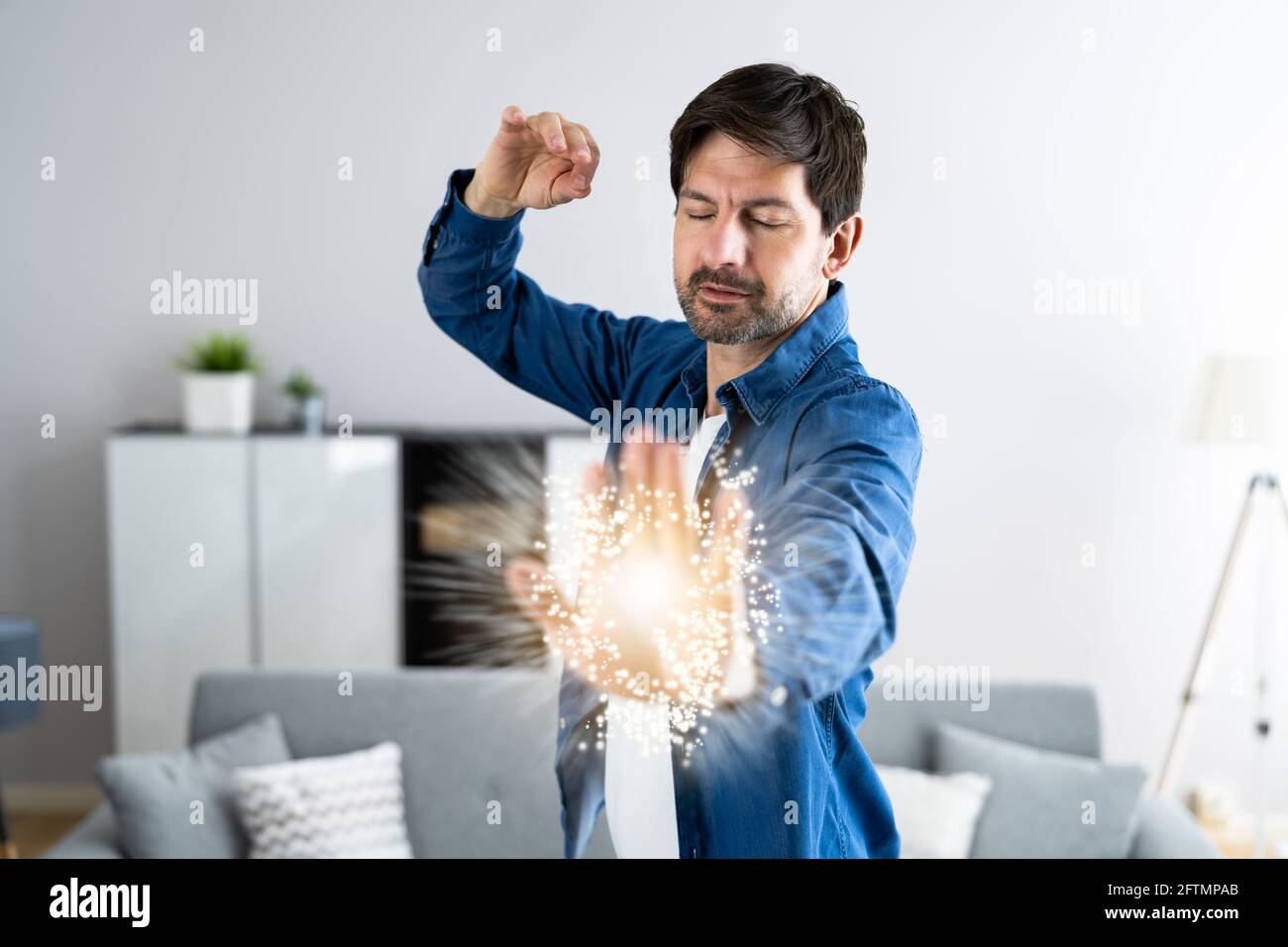 Psychic Hand Healing Energy Light And Reiki Therapy Stock Photo - Alamy
