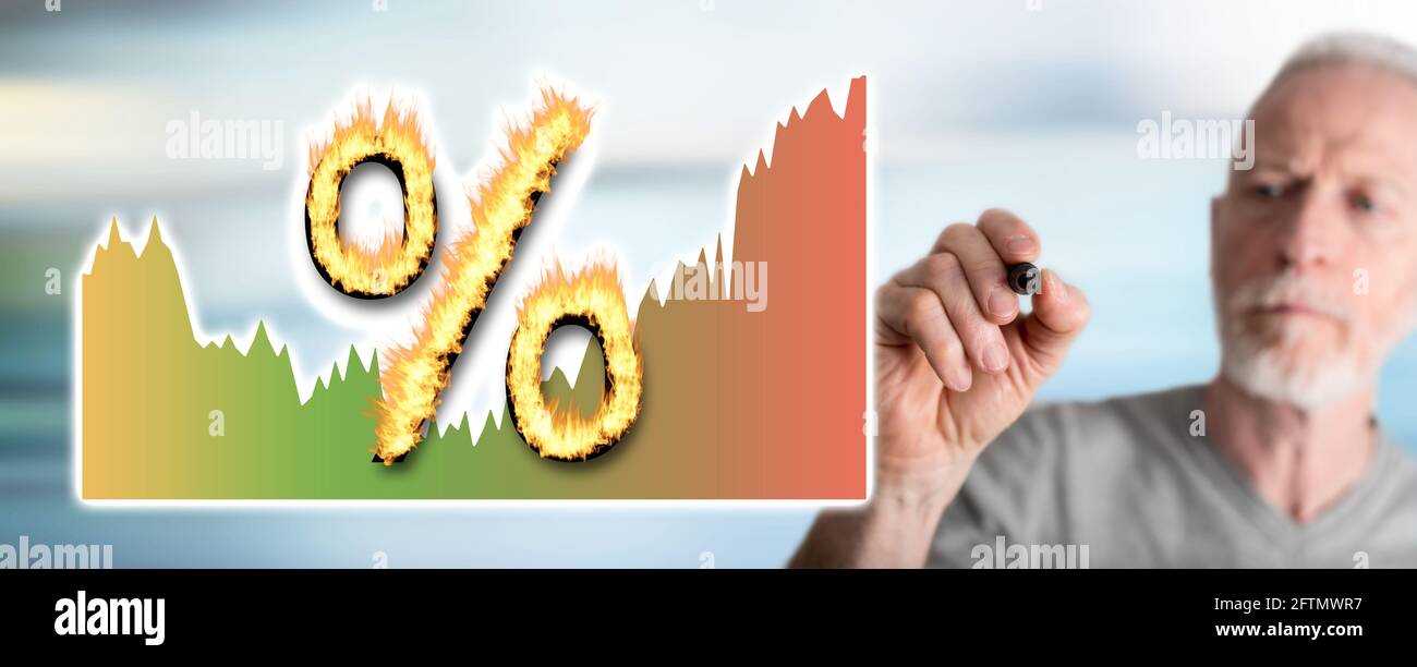 Interest rates concept drawn by a man Stock Photo - Alamy