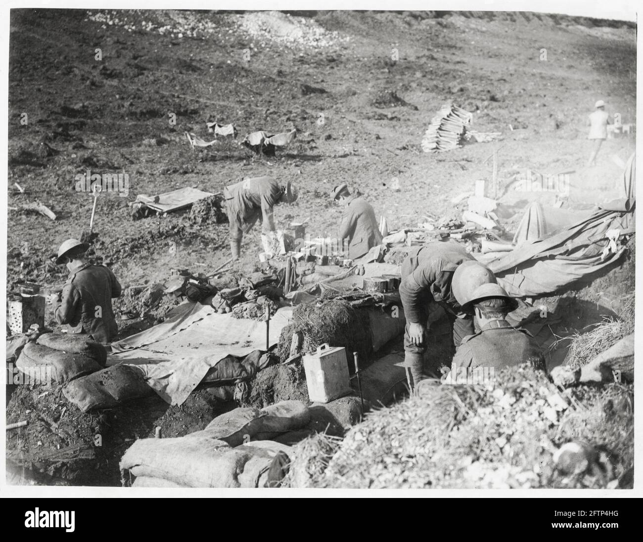 World War One, WWI, Western Front - British troops in the camp where they rest, France Stock Photo