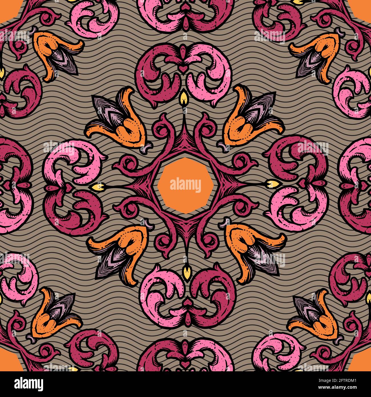 Ornament colorful vintage pattern vector background template tile Stock Vector