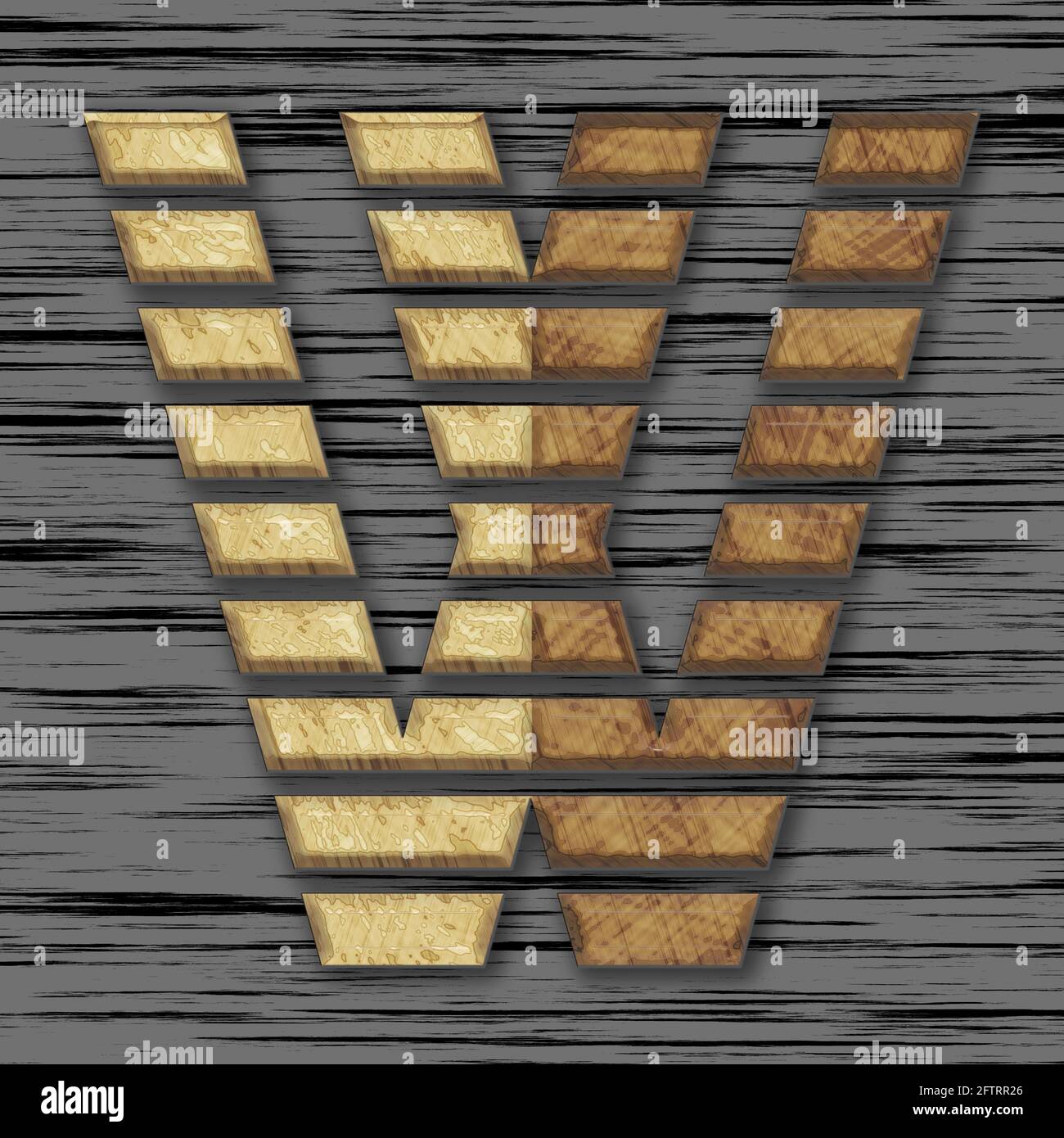 square graphic with the uppercase character W sketched by wooden parts ...