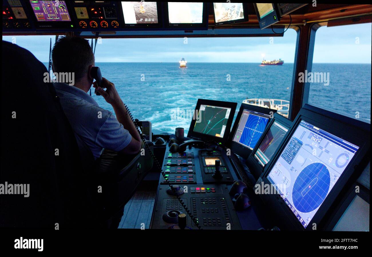 The Aft Bridge of a Anchor Handling Vessel involved in a rig move in ...
