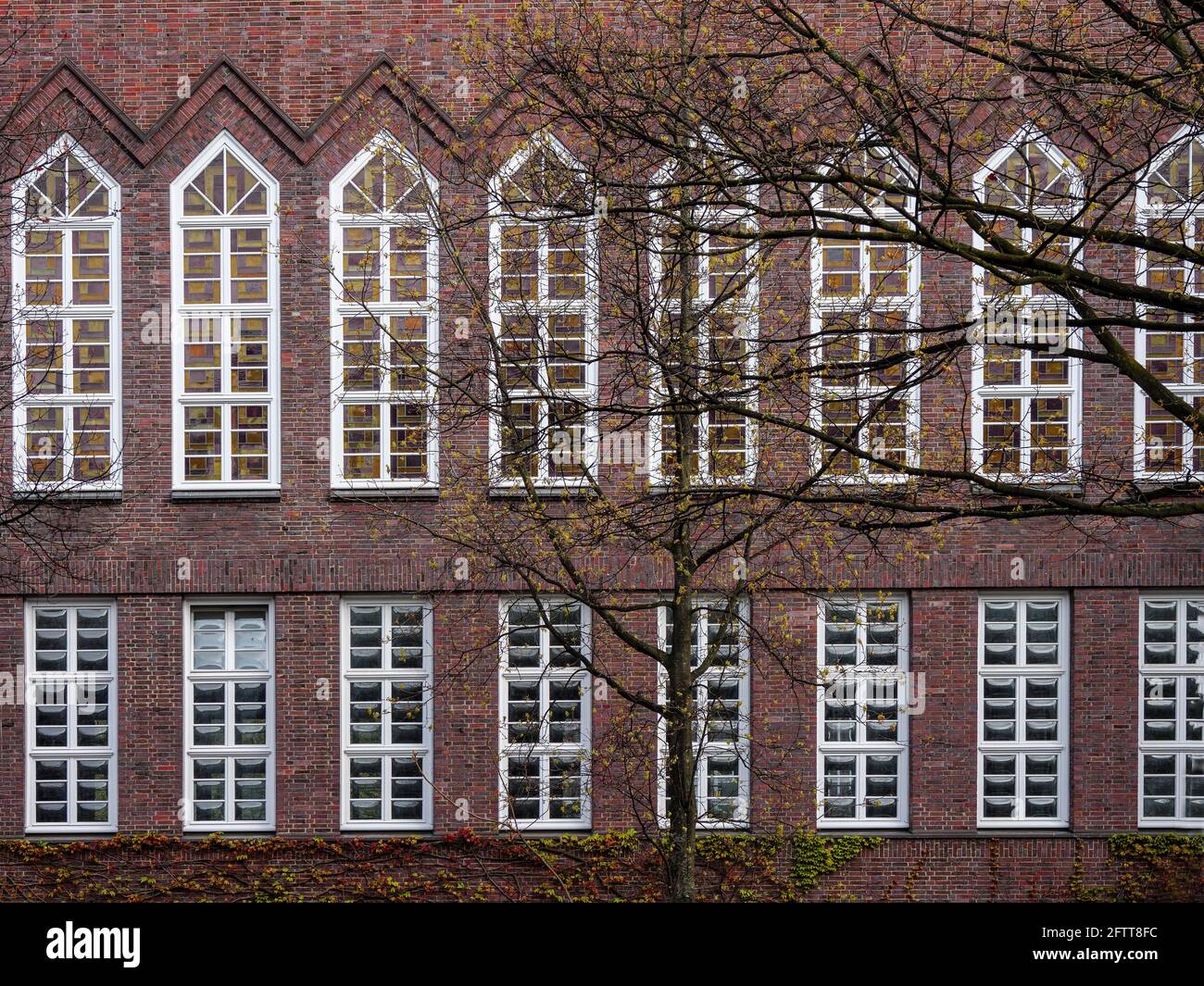 Aula of comprehensive school Eppendorf built 1926-28 by Fritz Höger Curschmann St. / Breitenfelder St. in Hamburg-Hoheluft-Ost, Germany, Europe Stock Photo