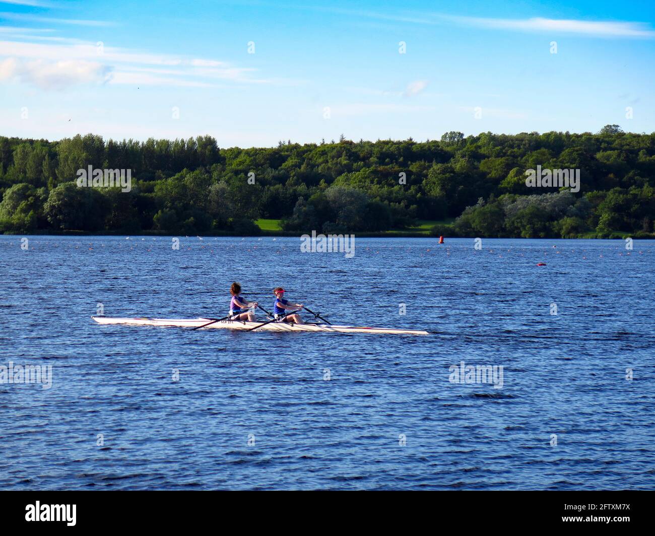 2 man scull training on Strathclyde Loch Stock Photo