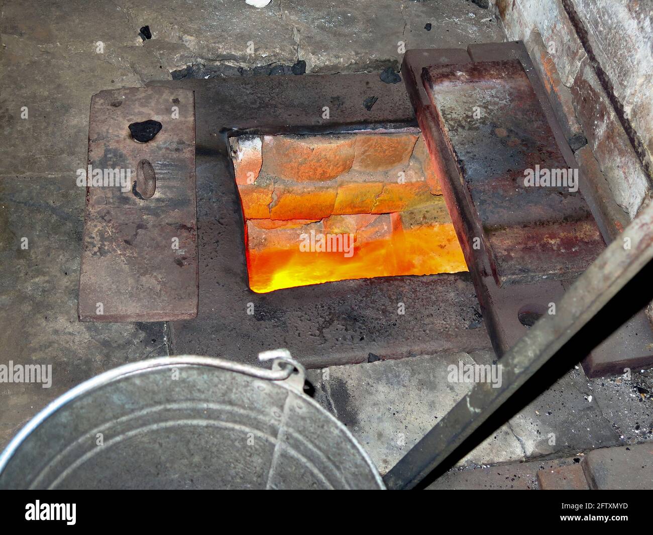 Glowing furnace built into floor Stock Photo Alamy