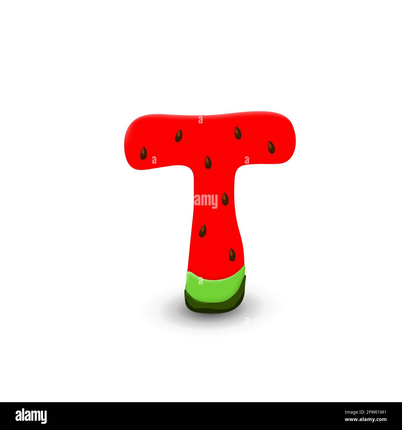 Watermelon letter T, 3d vector icon over white background Stock Vector