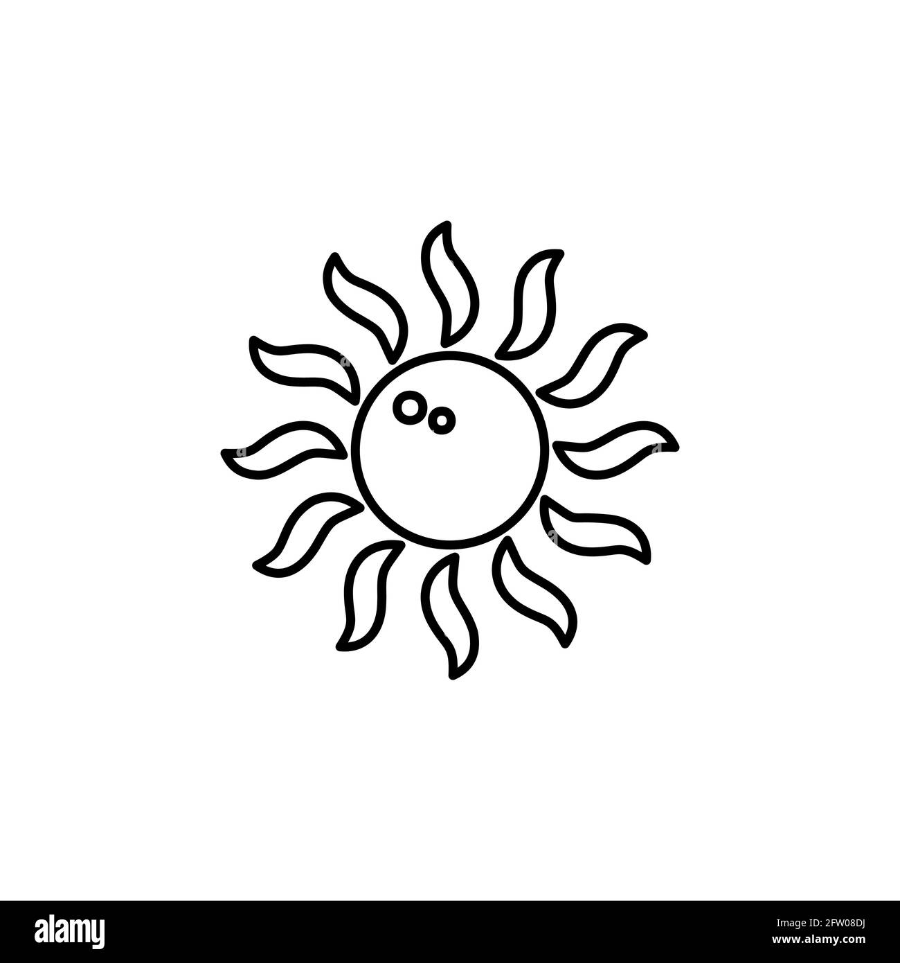sun, emoji line icon vector. Outline vector icon sun emoji on white