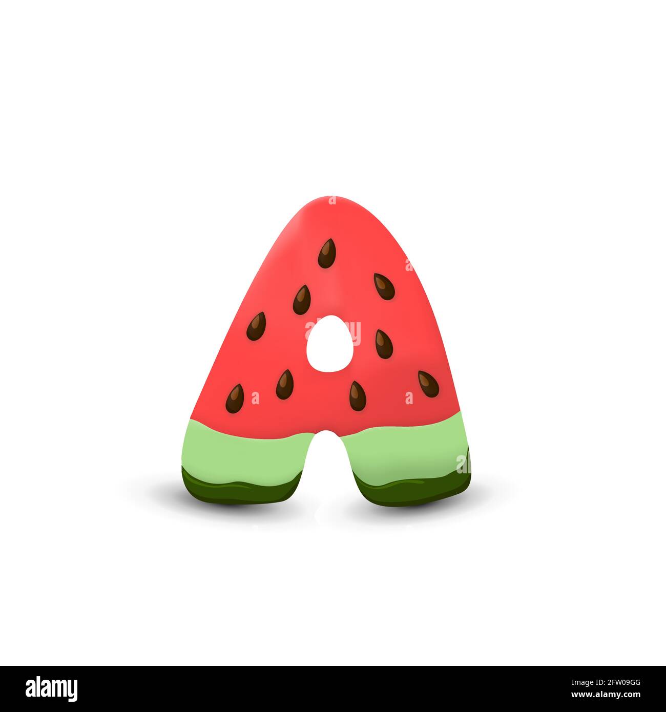Watermelon letter A, 3d vector icon over white background Stock Vector