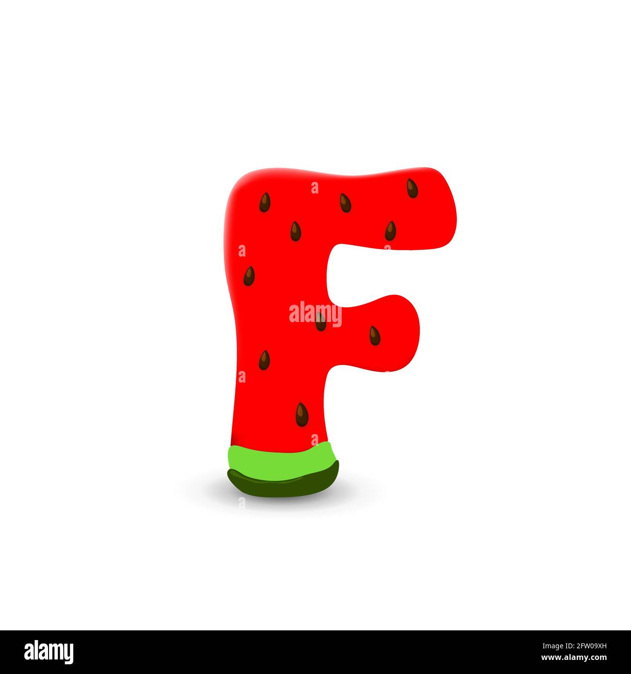 Watermelon letter F, 3d vector icon over white background Stock Vector
