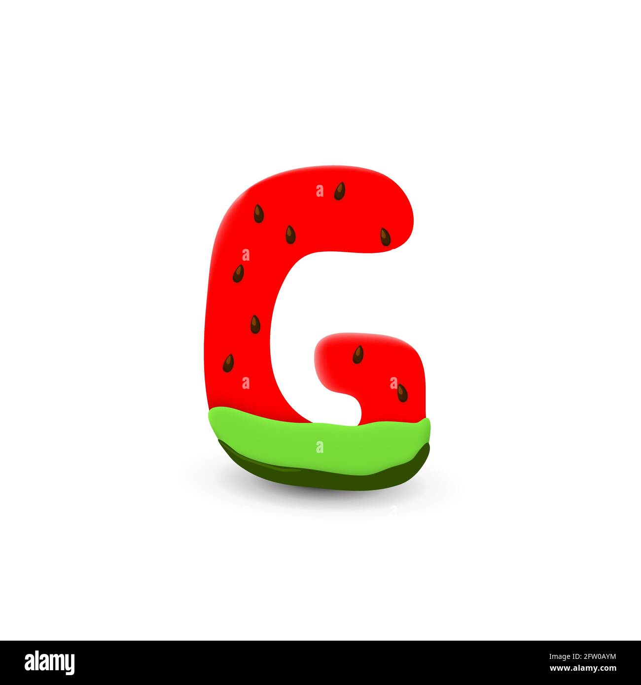 Watermelon letter G, 3d vector icon over white background Stock Vector