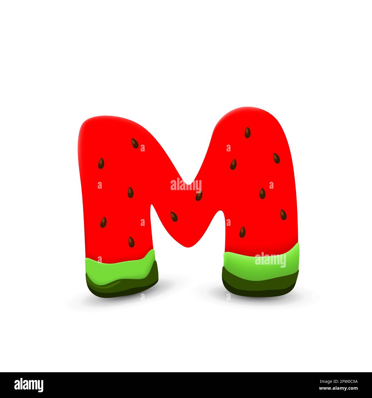 Watermelon letter M, 3d vector icon over white background Stock Vector