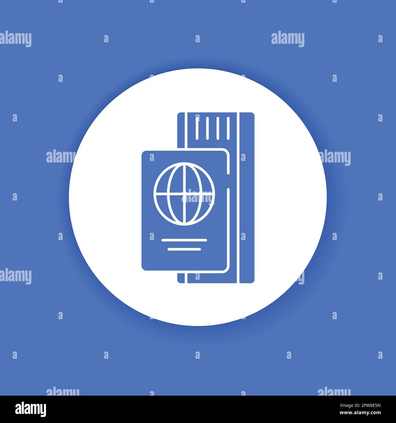 Passport with ticket color glyph icon. Pictogram for web page Stock Vector