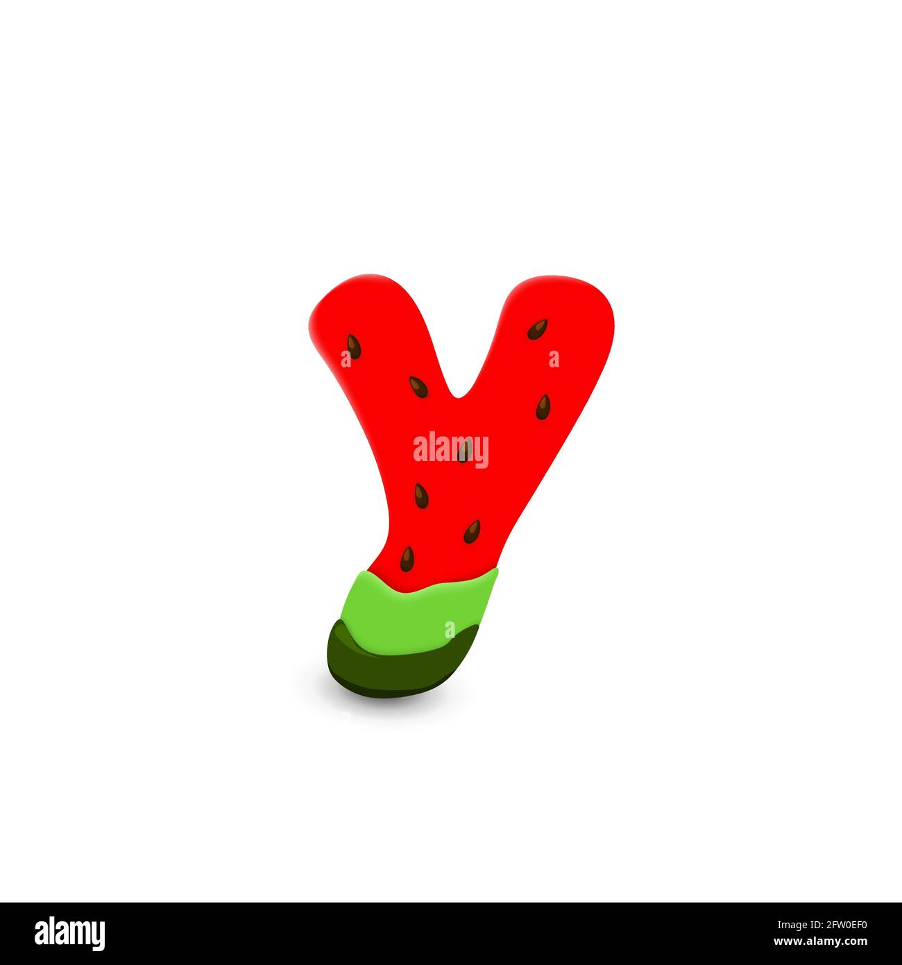 Watermelon letter Y, 3d vector icon over white background Stock Vector